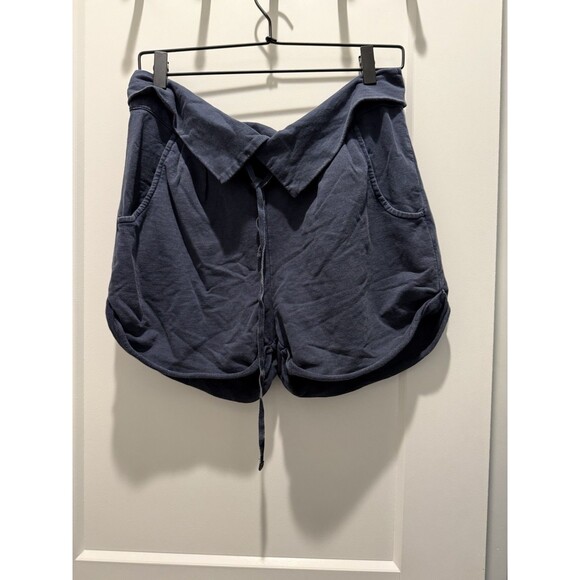 Women’s Free People Blue Drawstring Slouchy Oversized Cotton Comfy Shorts Small - Picture 1 of 4